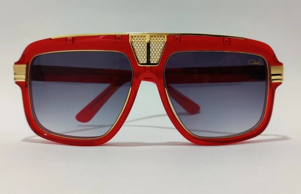 Gafas de sol con montura de cristal rojo y dorado lentes tintadas grises para hombre y mujer Gafas nuevas con etiquetas Foto 3 de 4