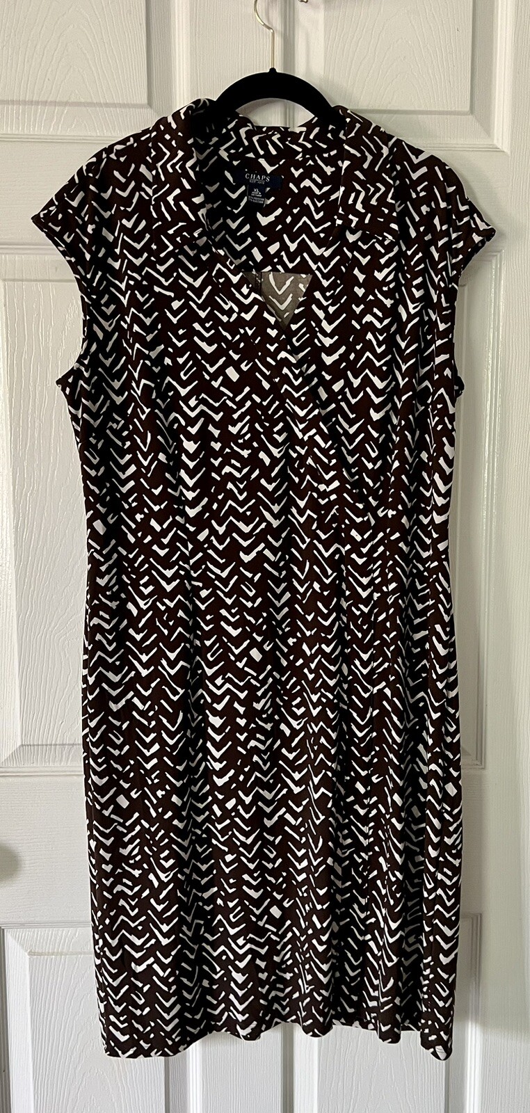 Chaps Brown White Geometric Collared Sleeveless S… - image 5