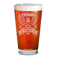 Donald Trump 45 47 President Make America Great Engraved 16 oz Beer Pint Glass