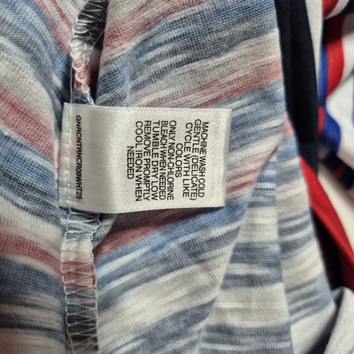 Allison Daley Women's Top Blouse Size 2X Stripe White Blue Red Short Sleeve (04) - Picture 7 of 10
