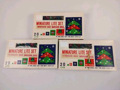 (3) Vintage Boxes Of 20 Multi Color Twinkle Christmas Lites With Plastic Covers