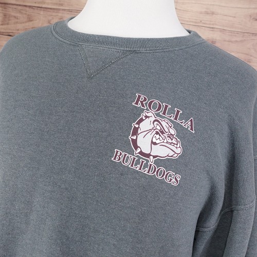 SUDADERA GRIS ATLÉTICA VINTAGE ROLLA BULLDOGS MISSOURI RUSSELL TALLA L GRANDE - Imagen 2 de 8