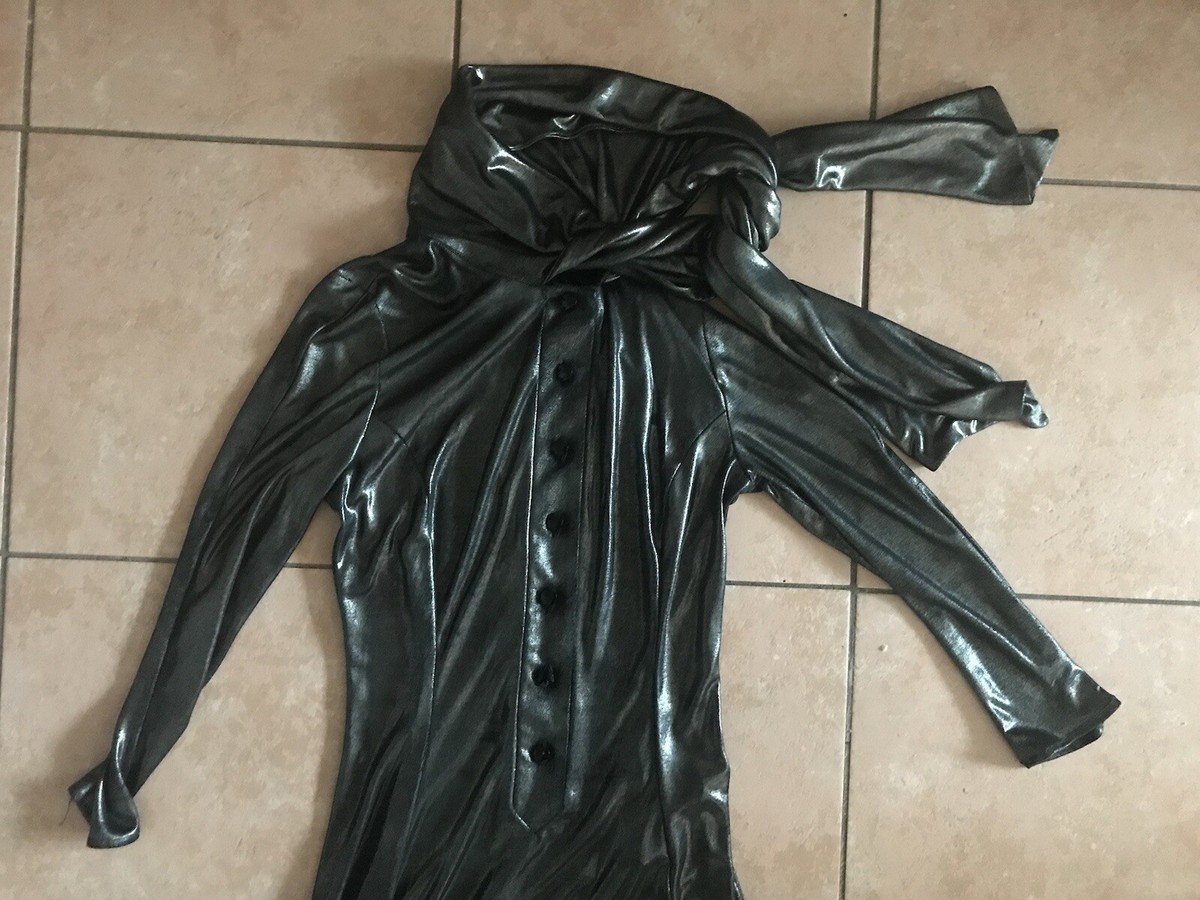 Robe Maxi Longue Nina Ricci Argentée Pailletée – Taille 38, Col écharpe, Occasion Très Bon état