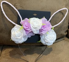 BUNNY EARS FLORAL HEADBAND LAVENDER/WHITE SUPER CUTE 