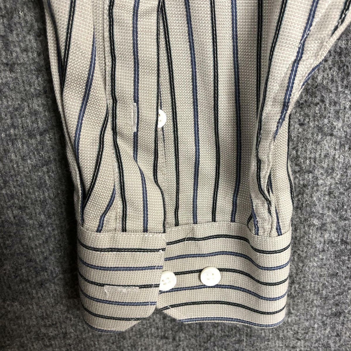 Chemise Homme Johnston & Murphy Manches Longues Coton Rayée Blanche Taille M – EUC