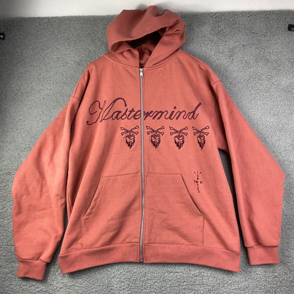 Travis Scott Jacket Men XL Pink Cactus Jack Mastermind Hoodie Flame Skull  Zip Up