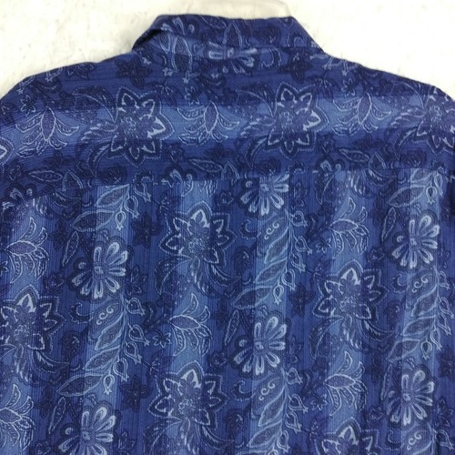 Camisa Para Hombre Paradise Collection Abotonada Manga Corta Azul Floral Rayas XL - Imagen 5 de 13