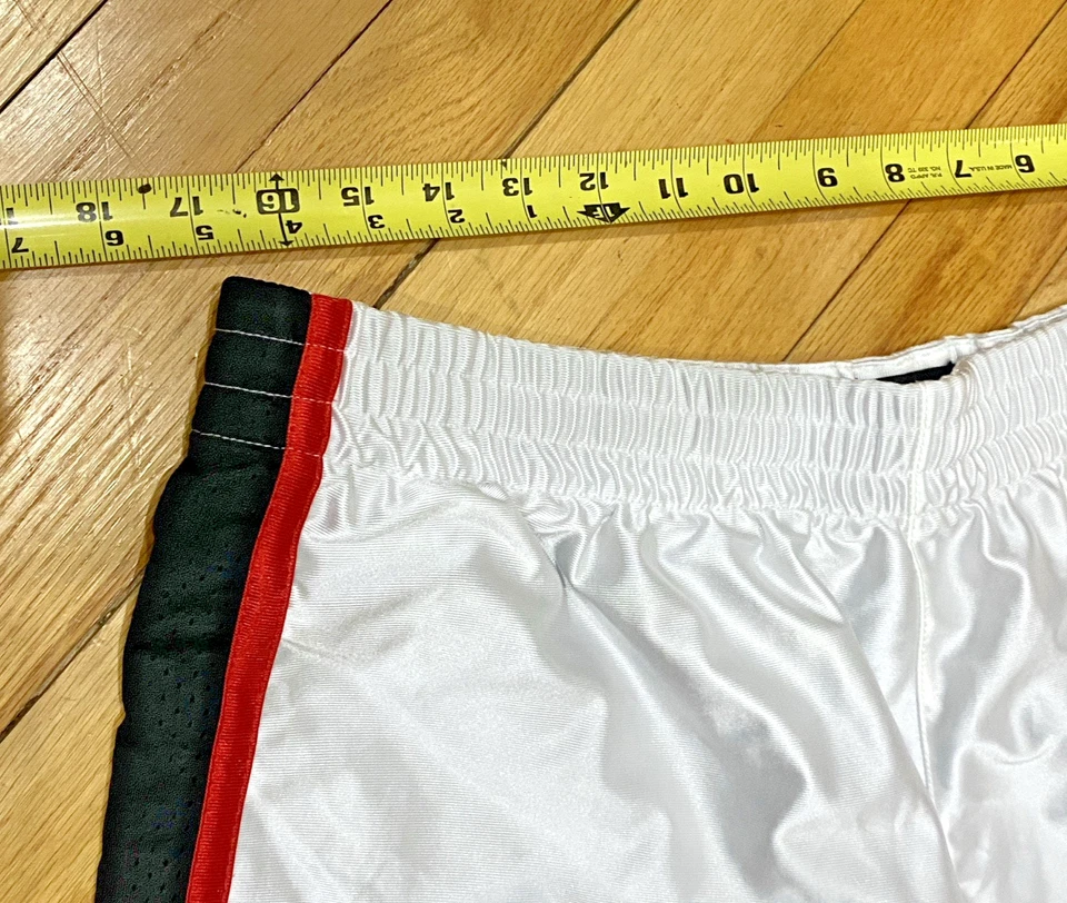 Pantalones Cortos Vintage Años 90 Starter Blanco Sedoso/Negro/Rojo Logo Grande Bordado 2X Foto 3 de 4