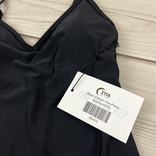Nuevo con etiquetas Traje de baño Zyia Active clásico negro de una pieza correas ajustables acolchado XS - Imagen 3 de 11