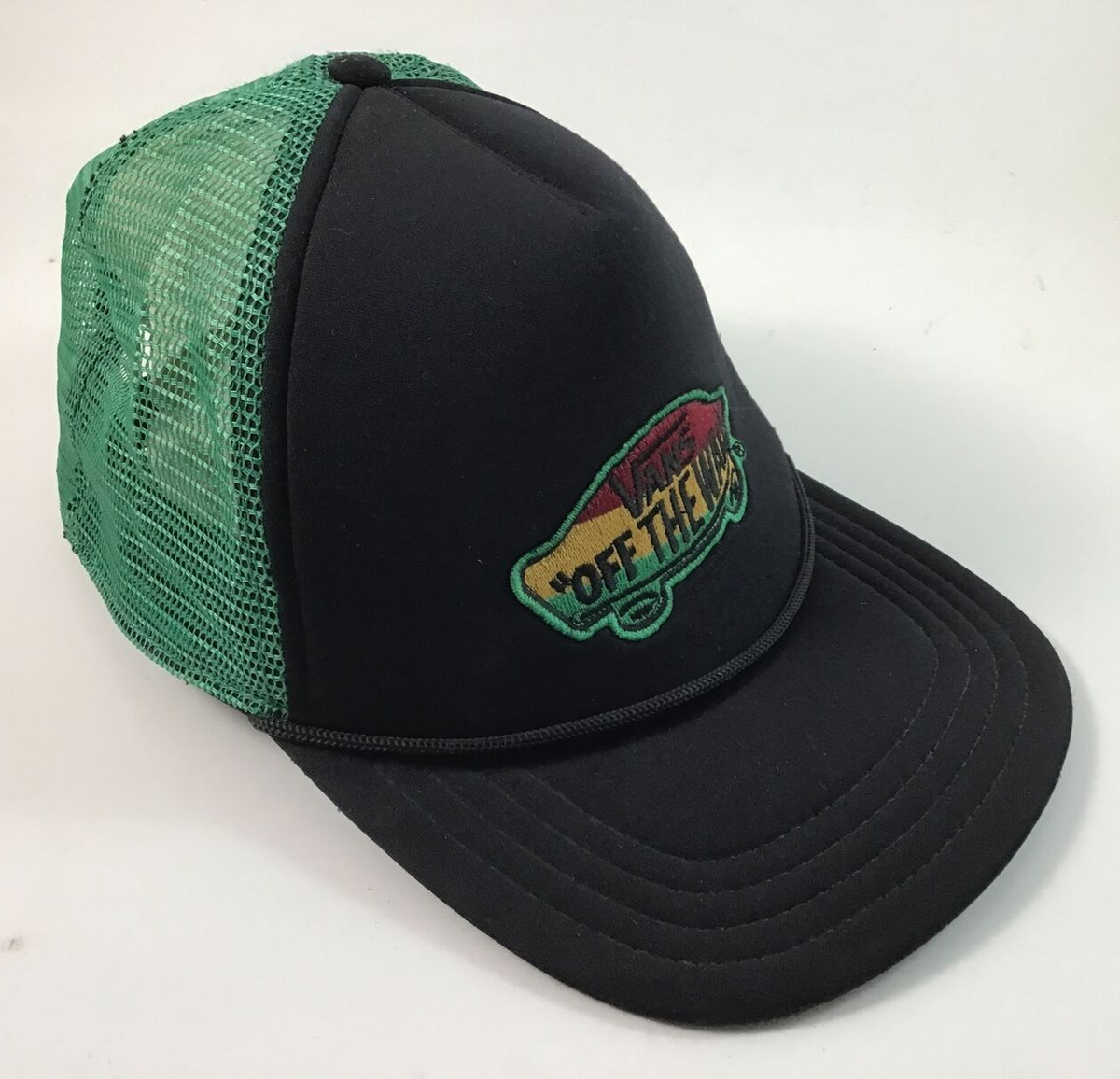 Vans Off The Wall Rope Hat Cap Snapback Black Green Mesh Back | eBay