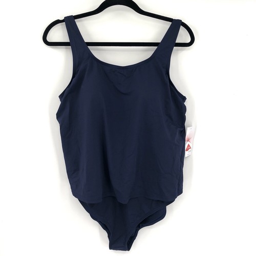Land's End Fauxkini Einteiler Badeanzug Damen 16 Neu mit Etikett Schwimmen Schlankmacher Overlay Tank - Bild 2 von 11