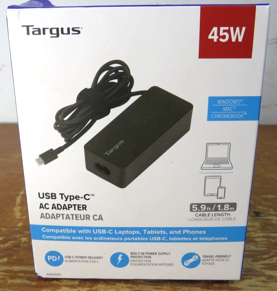 Cargador USB-C Targus 45W adaptador de CA para teléfono portátil Foto 4 de 4