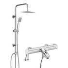 Thermostatic Bath Shower Mixer Tap With Square Modern 3 Way Rigid Riser Rail Kit
