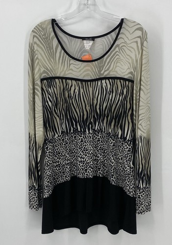 Bali Corp Preowned Long Sleeve Blouse Animal Print Size XL EUC