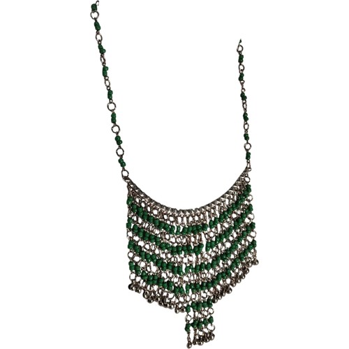Vintage Green Beaded Necklace Multi Layer Statement Piece Clasp Preloved