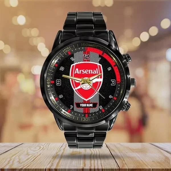 Personalized Arsenal Black Stainless Steel Watch