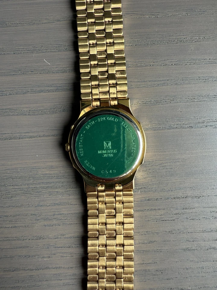 Momentus C449 Gold Tone 22K Electroplated Quartz Watch – Japan Made - image 3 of 4