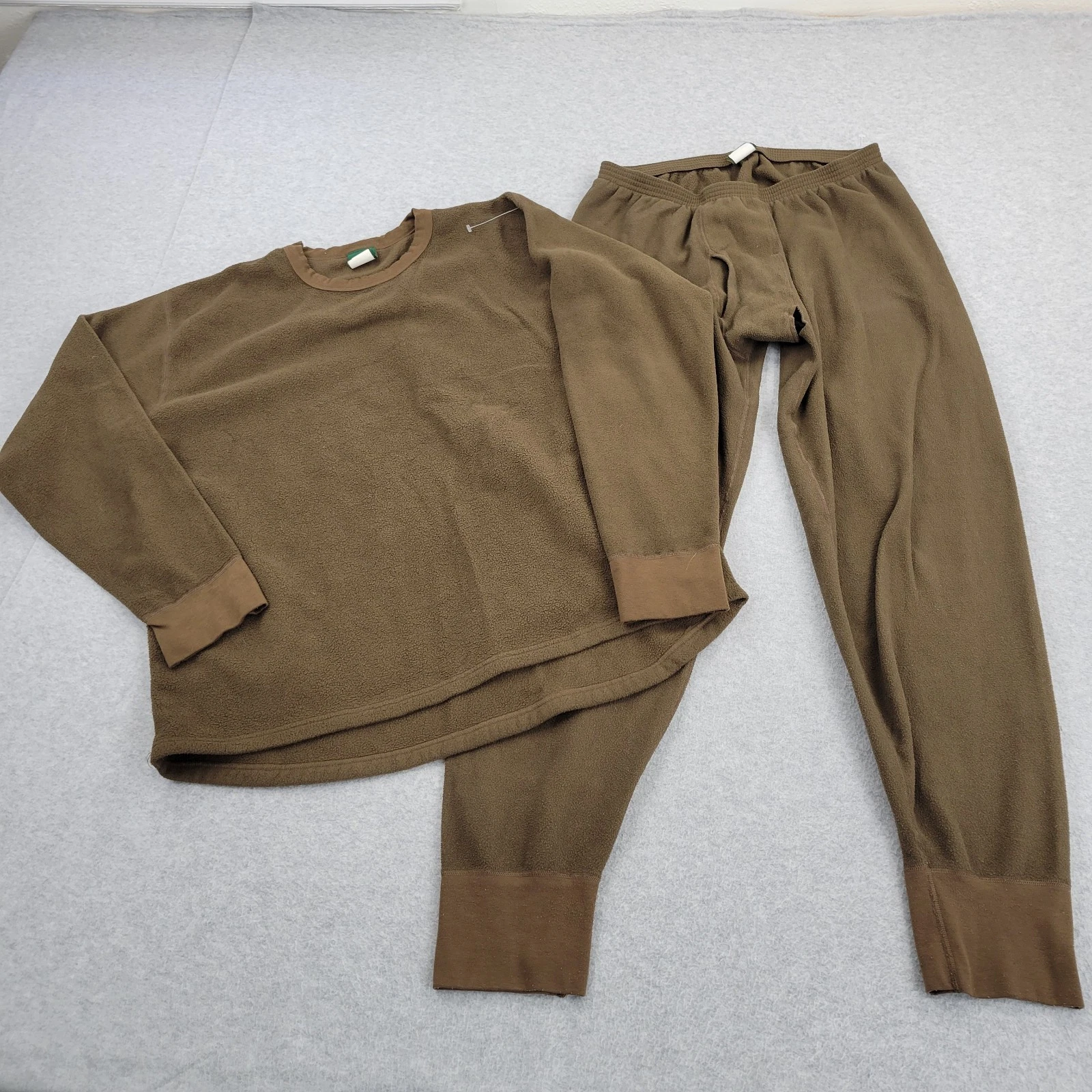 Cabelas Fleece Thermal Set Mens XL Brown Performance USA Warmth Underwear