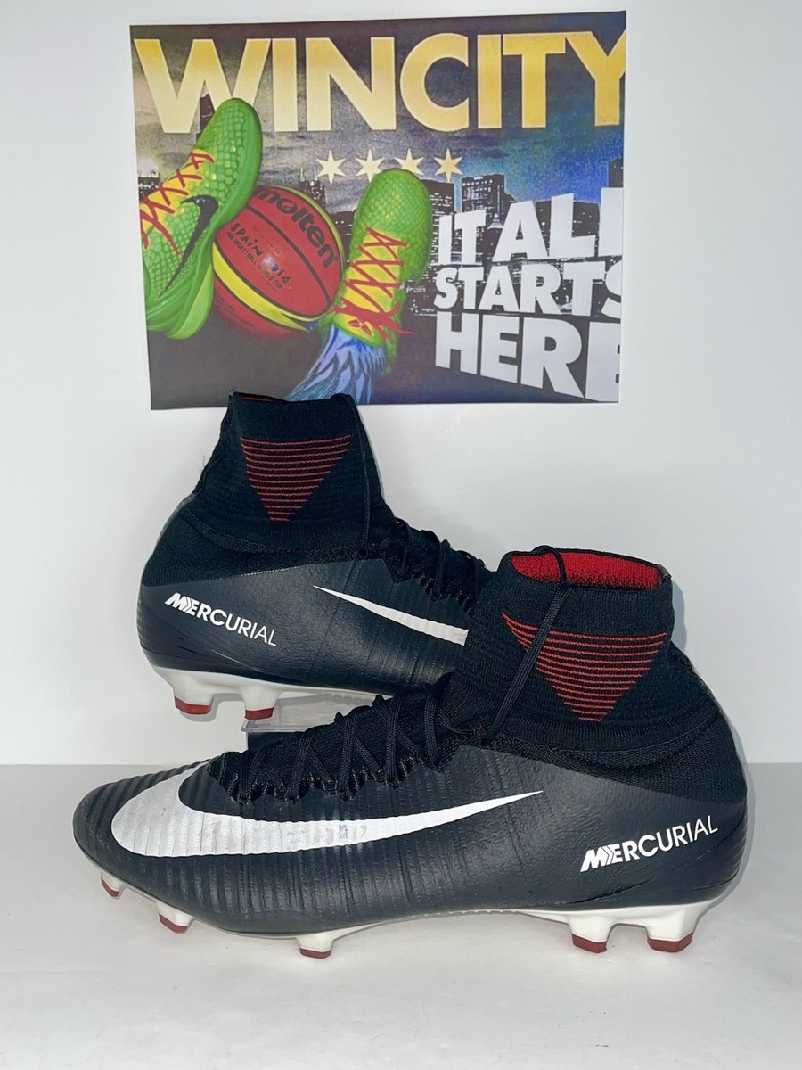 NIKE MERCURIAL SUPERFLY DF FG CR7 BLACK RED LE SOCCER CLEATS