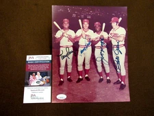 BENCH ROSE MORGAN PEREZ BIG RED MACHINE HOF SIGNED AUTO VINTAGE PHOTO JSA BEAUTY