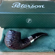 Peterson 160th Anniversary Rusticated Bent Billiard  (Pat. B) P-Lip Pipe - New