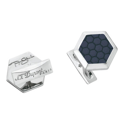 S.T. Dupont Tony Stark Manschettenknöpfe, Leder und Palladium-Finish, 005522