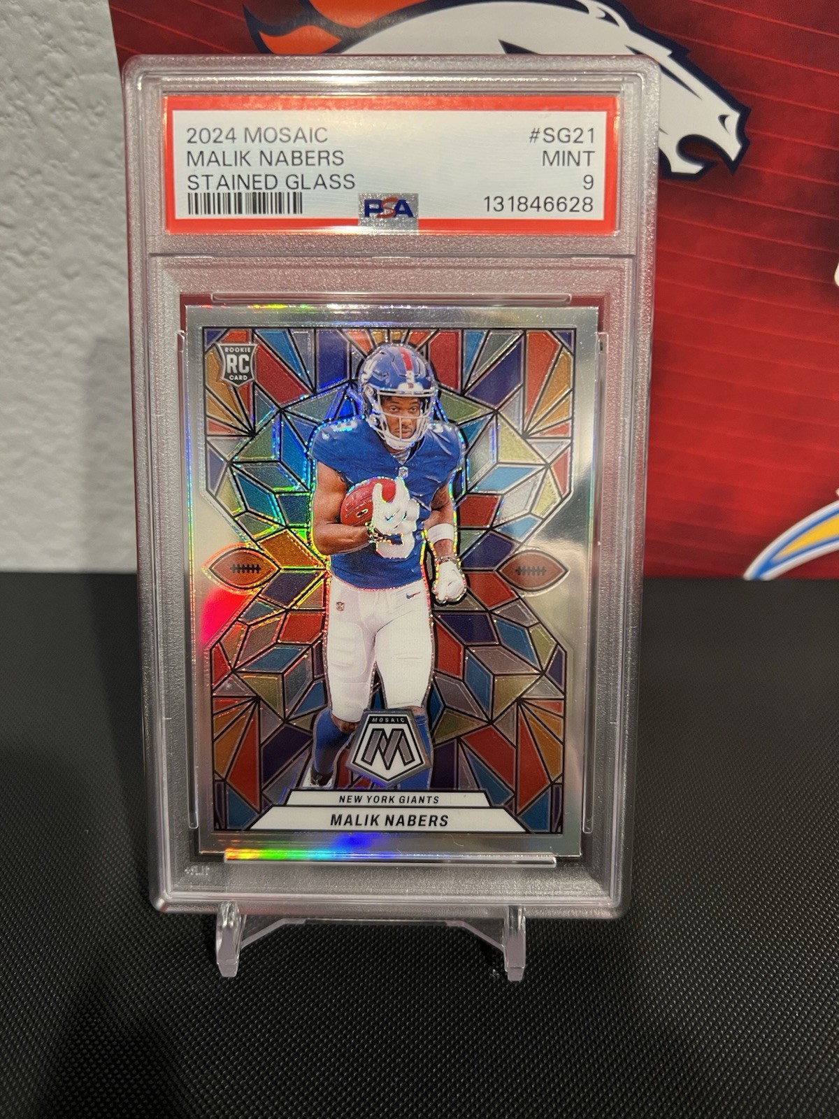 2024 Panini Mosaic Malik Nabers Stained Glass Case Hit Rookie RC PSA 9