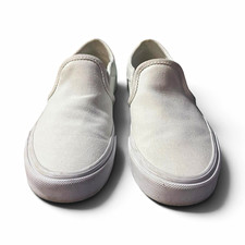 VANS White Canvas Slip-On Casual Shoes Logo Accent Men's US 6.5