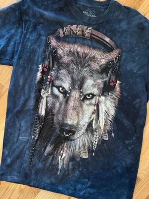 Camiseta The Mountain DJ Fen Talla L Wolf Gráfico Tie Dye Algodón - Imagen 1 de 4