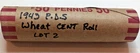 1943 Lincoln Wheat Steel Cent Roll, P-D-S, VG-XF+ Lot 2