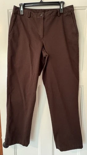 LL Bean Women Dress Pants Size 10 Favorite Fit Chocolate Brown Cotton