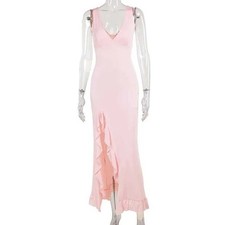 Large Shein Baby Pink Maxi Dress Sleeveless New Summer Wedding Slit Party
