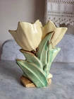 Vintage 1950's McCoy Double Tulip Flower Vase Yellow and Green