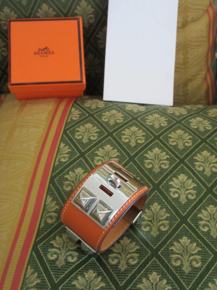 Bracelet Hermès Collier de Chien Epsom Leder Echtleder Palladium Armband Armreif - Bild 2 von 4