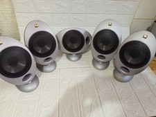 KEF HTS 2001 Egg Satellite Sound Speakers Silver 5 Speakers All Working Good