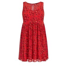 Torrid Mini Chiffon Trapeze Keyhole Dress, Red Floral Mandala, Plus Size 2XL