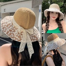 Anti UV Large Brim Sun Hat Small Flower Woven Straw Hat Foldable Fisherman Ca ?