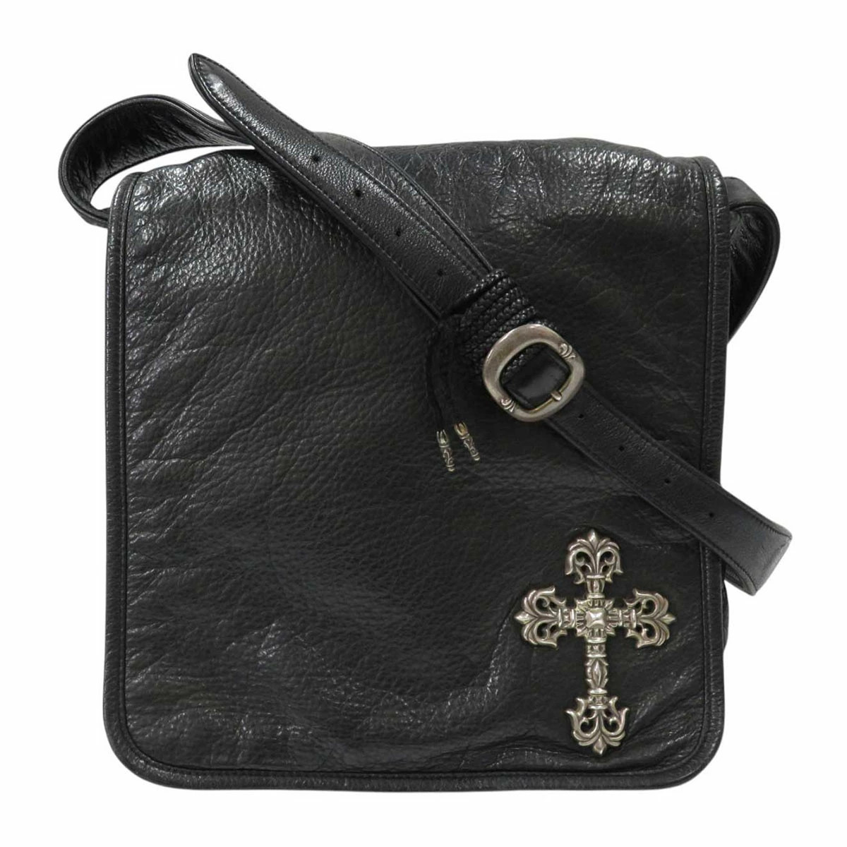 Chrome Hearts ショルダー メールバッグ 【レア】【90s】 Chrome Hearts Filigree Cross Mail Bag Leather SV925 Black r52_1023