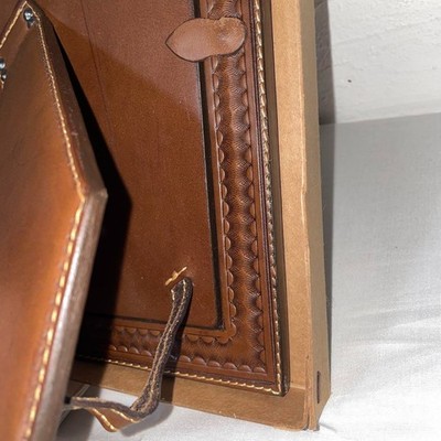 RRL Lauren Ralph Leather Carving Stand Photo Brown Frame w/box tag