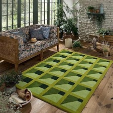 Hand-Tufted 100% Wool Area Rug - Floral Gustavian Style Garden Maze Geometric