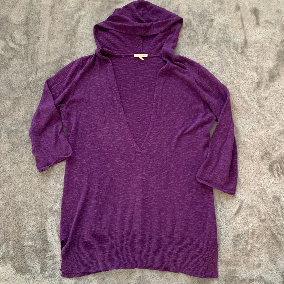 Eileen Fisher Purple Linen Blend Hooded Tunic Shirt Womenu0026#039;s SMALL |  eBay