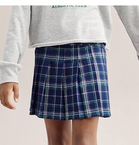 Girls Women's Knit Blue W Green/Pink Plaid Skirt Gold and Blue Elastic Waist - Picture 4 of 4