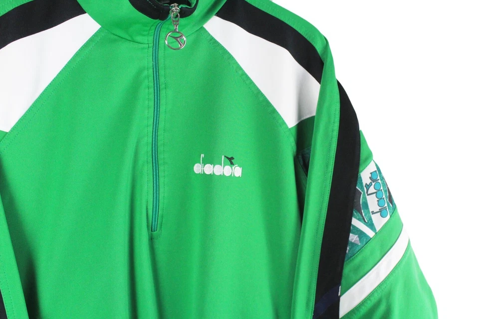 SUDADERA DIADORA VINTAGE 1/4 CREMALLERA TALLA L/XL AÑOS 90 ESTILO DEPORTIVO JUMPER VERDE Foto 3 de 4