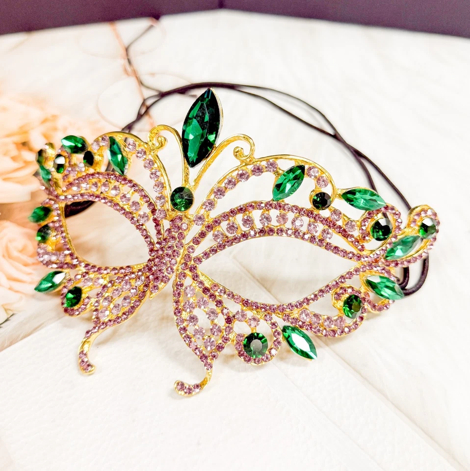 Mardi Gras Mask, Masquerade mask, Party Mask, Rhinestone Mask, Butterfly Mask - Image 2 of 4