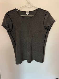 GIORGIO-ARMANI-Le-Collezioni-Short-Sleeve-Knit-Top-Blouse-Sz-12-Italy