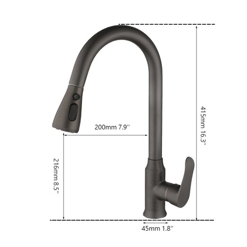 Kitchen Faucet Pull Down&Swivel Spout Deck Mount Single Handle Vanity Mixer Taps - Picture 110 of 264