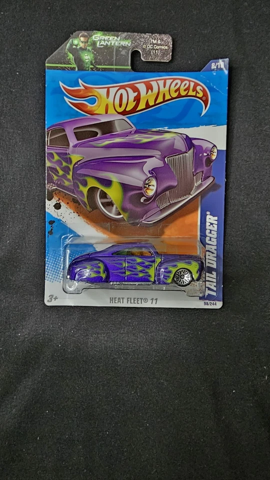 Hot Wheels 8/10 Tail Dragger Heat Fleet 11 Green Lantern DC Comic 98/244 V0064 - Image 2 of 4