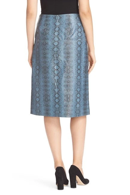 SAIA LÁPIS COURO SINTÉTICO ESTAMPA COBRA AZUL REBECCA TAYLOR US$ 495 NOVA SEM ETIQUETAS TAMANHO 4 - Imagem 3 de 4