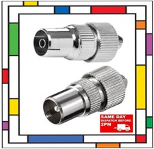 2x TV AERIAL PLUG CONNECTOR Socket Coax Cable RF Coaxial Male Female Coupler