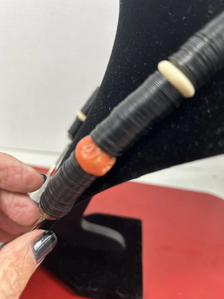 Precioso collar grande de cuentas con colgante de amonita de plata natural firmado Foto 4 de 4